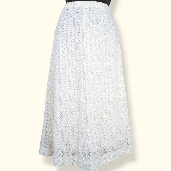 Vintage White Acrylic Knit Skirt - Picture 3 of 7